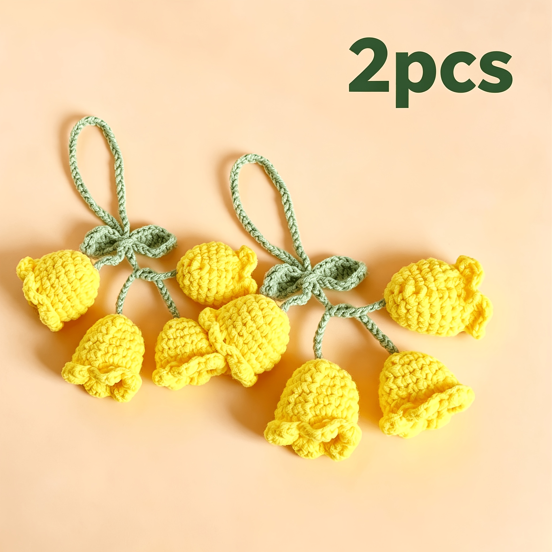 2pcs Handmade Crochet Lily Charm for Bag Backpack Keychain